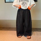 【90-150cm】韓版純色百搭休閒彎刀褲