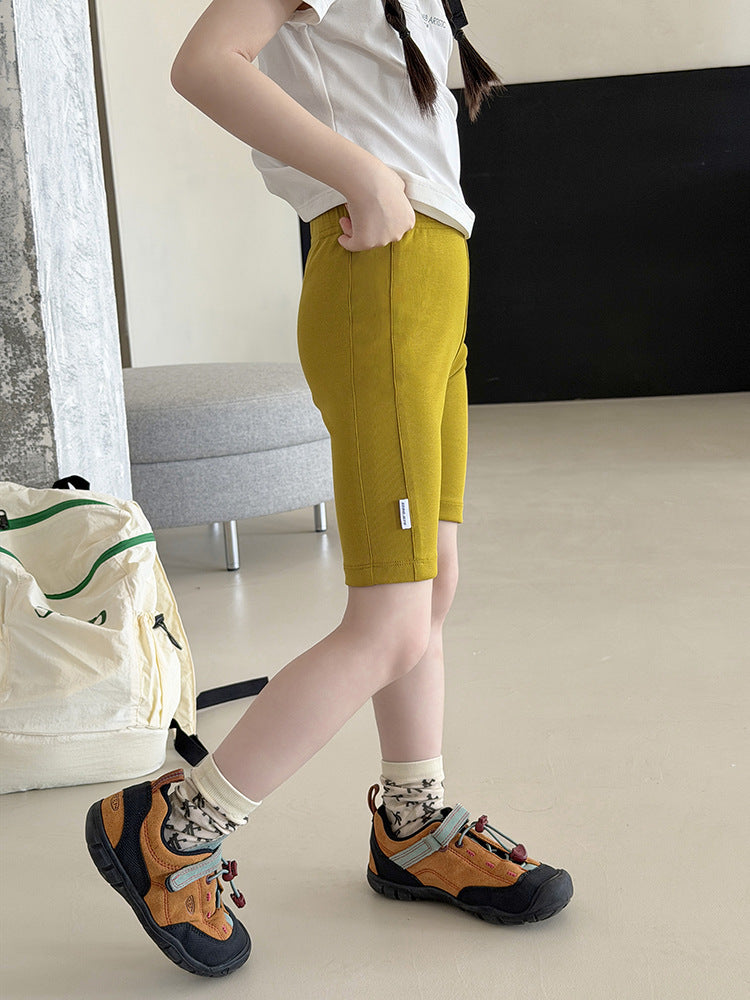 【100-170cm】7色-高彈貼標五分騎行褲