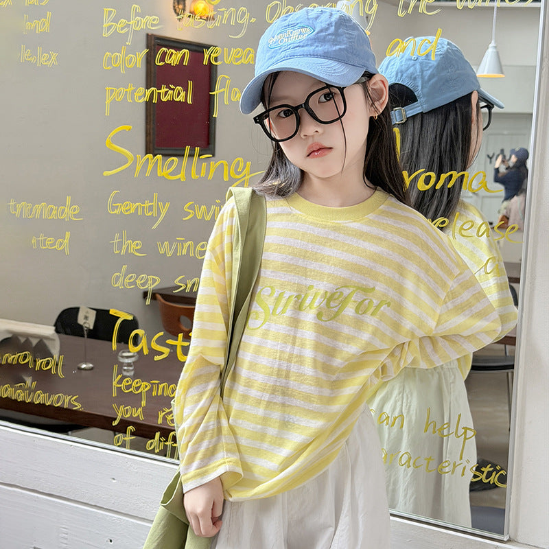 【100-170cm】4色-萊賽爾柔軟涼感條紋防曬上衣