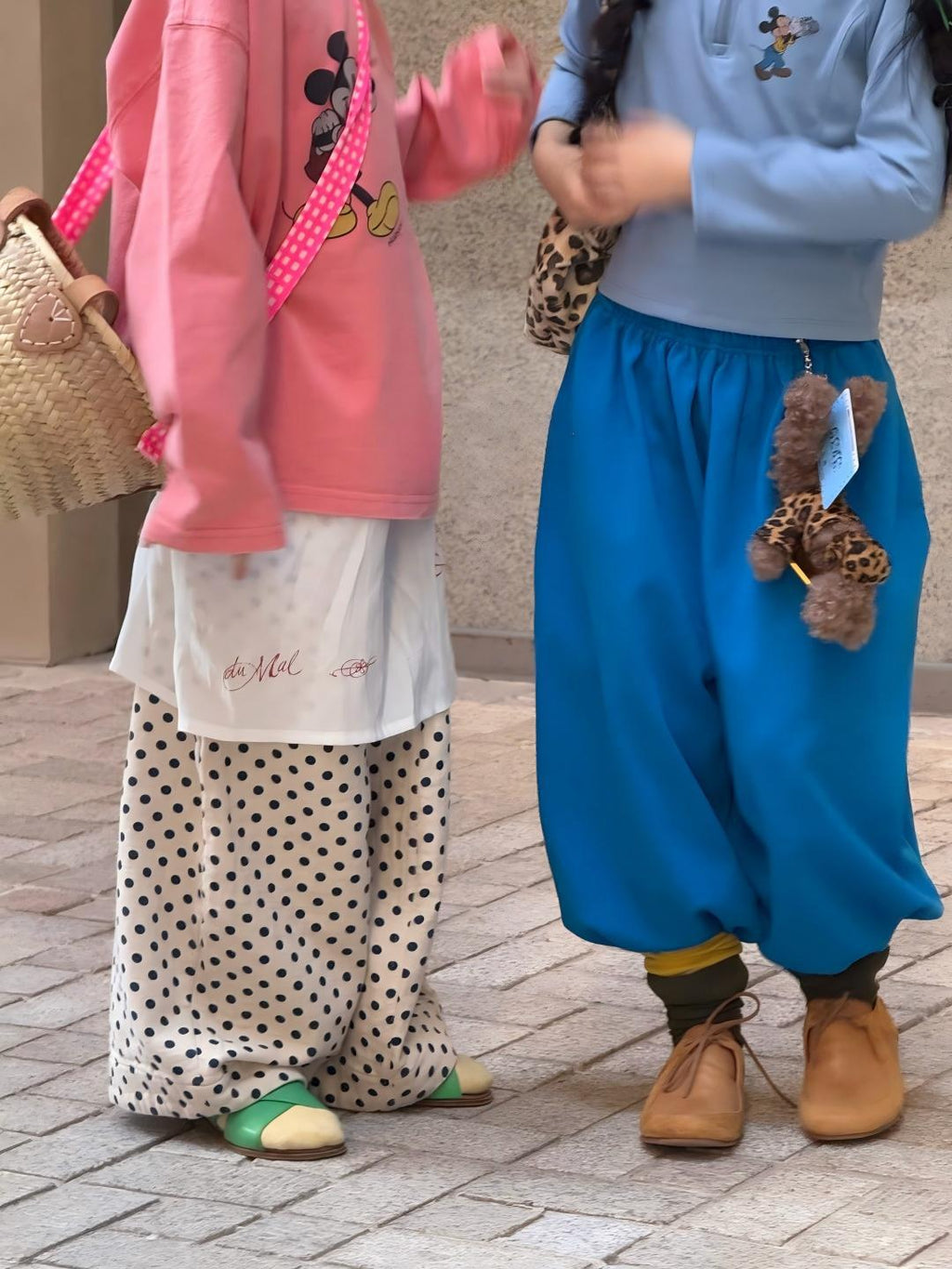 【90-140cm】米奇休閒T | 波點寬鬆闊腿褲
