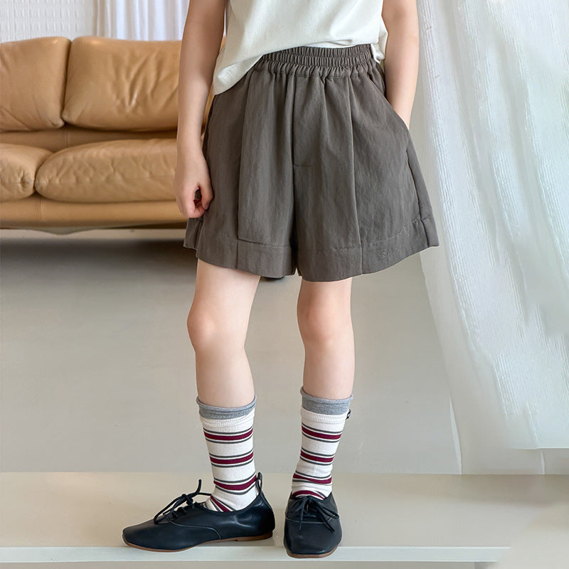 【100-170cm】柔棉垂順挺透氣純色短褲