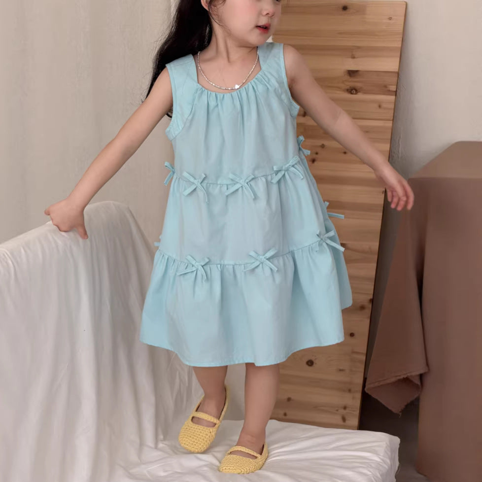 【90-140cm】韓版蝴蝶結背心裙