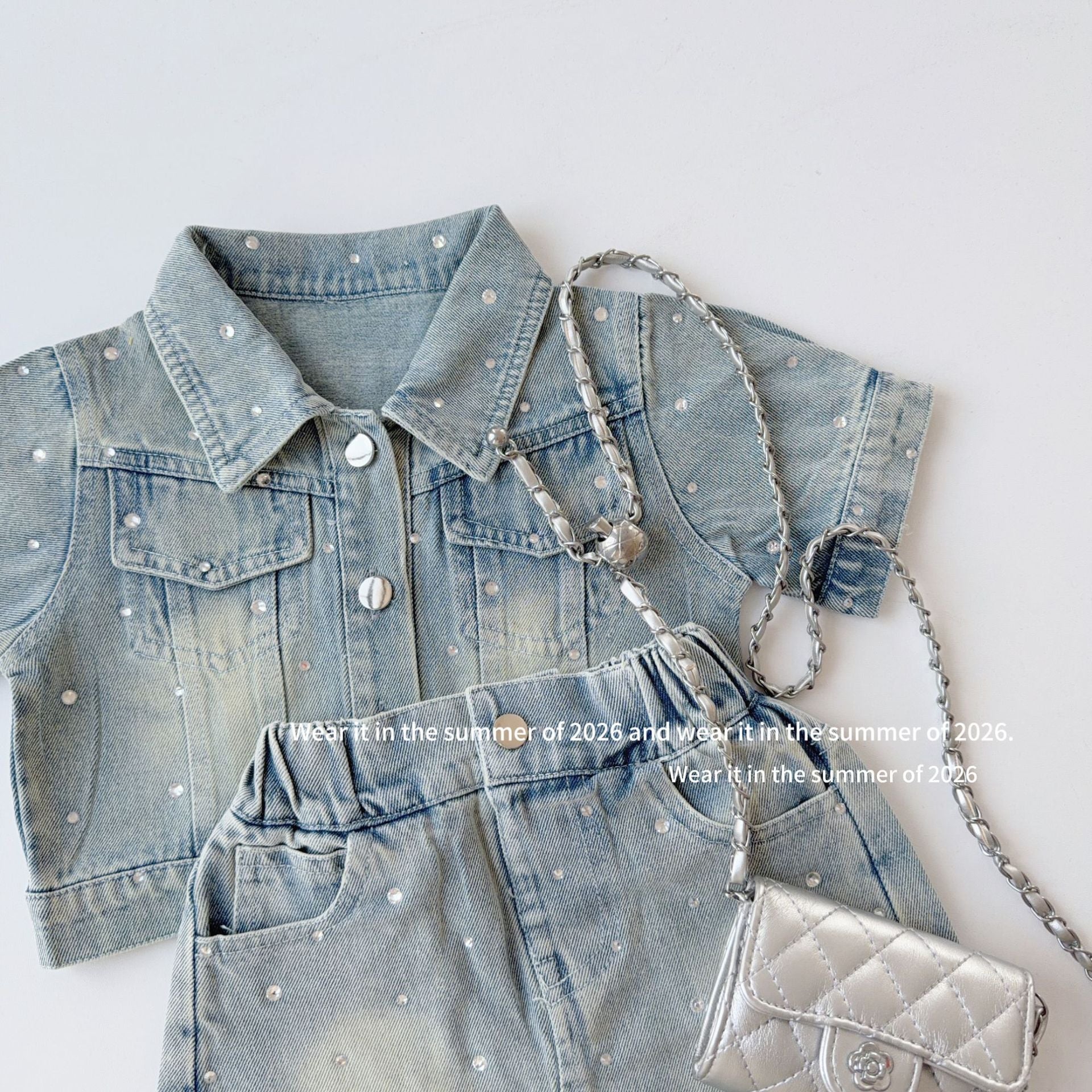 【90-150cm】美式復古重工牛仔套裝(帶安全褲)