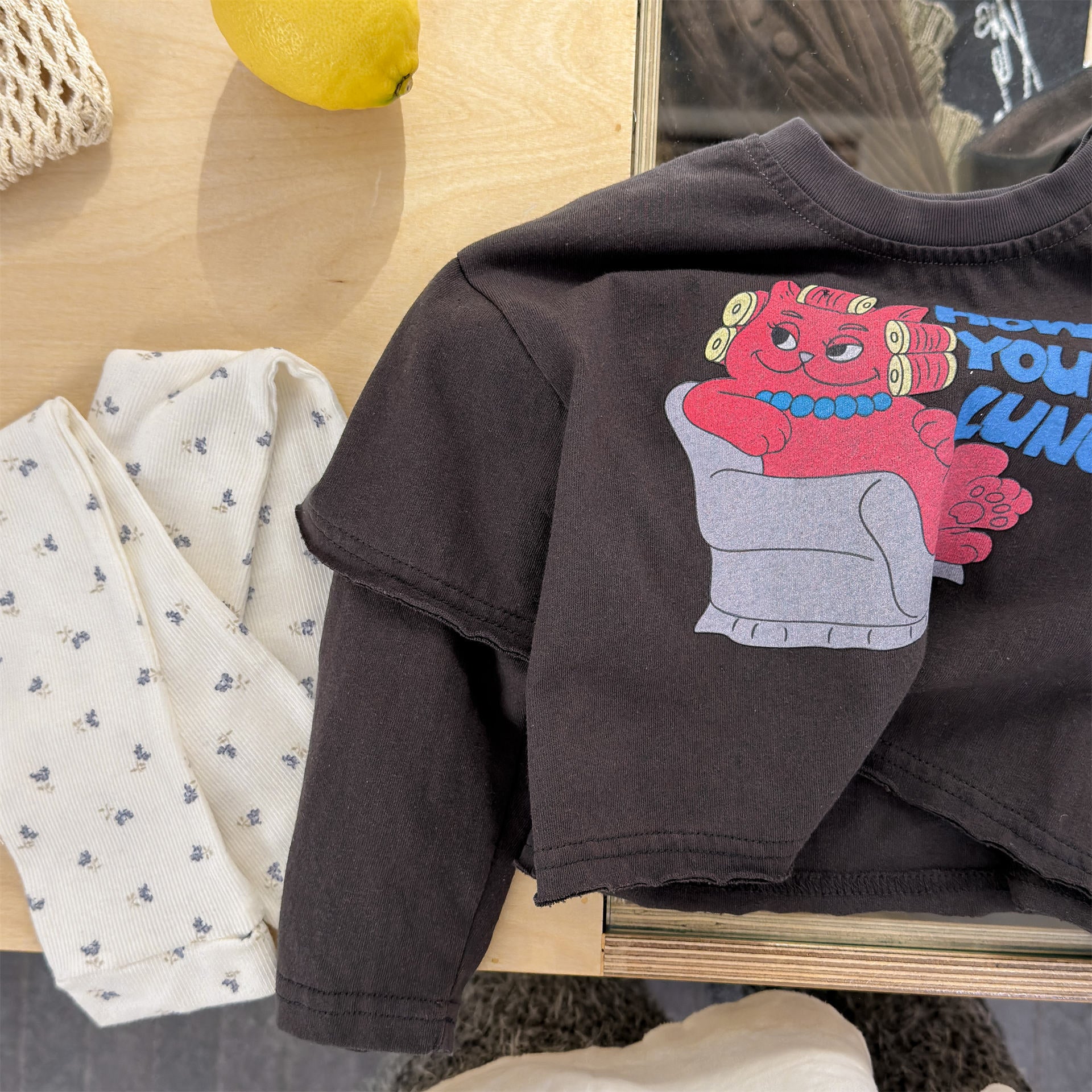 【80-130cm】韓版假兩件T