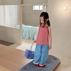 【80-130cm】韓版碎花花邊九分褲