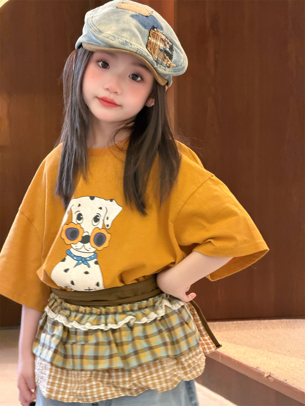 【90-150cm】韓版寬鬆小狗印花短袖
