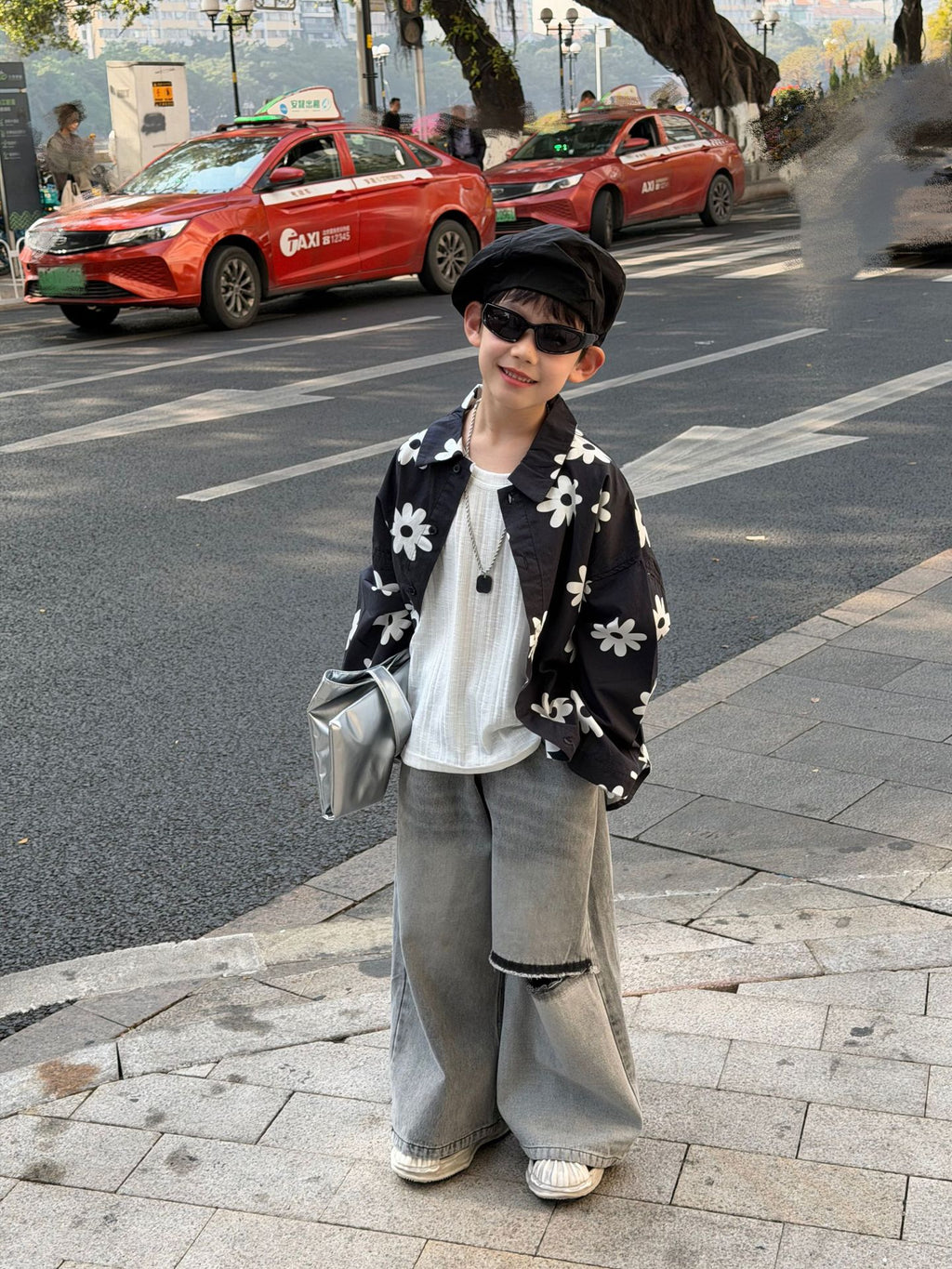 【90-160cm】美式復古GD同款花朵襯衫