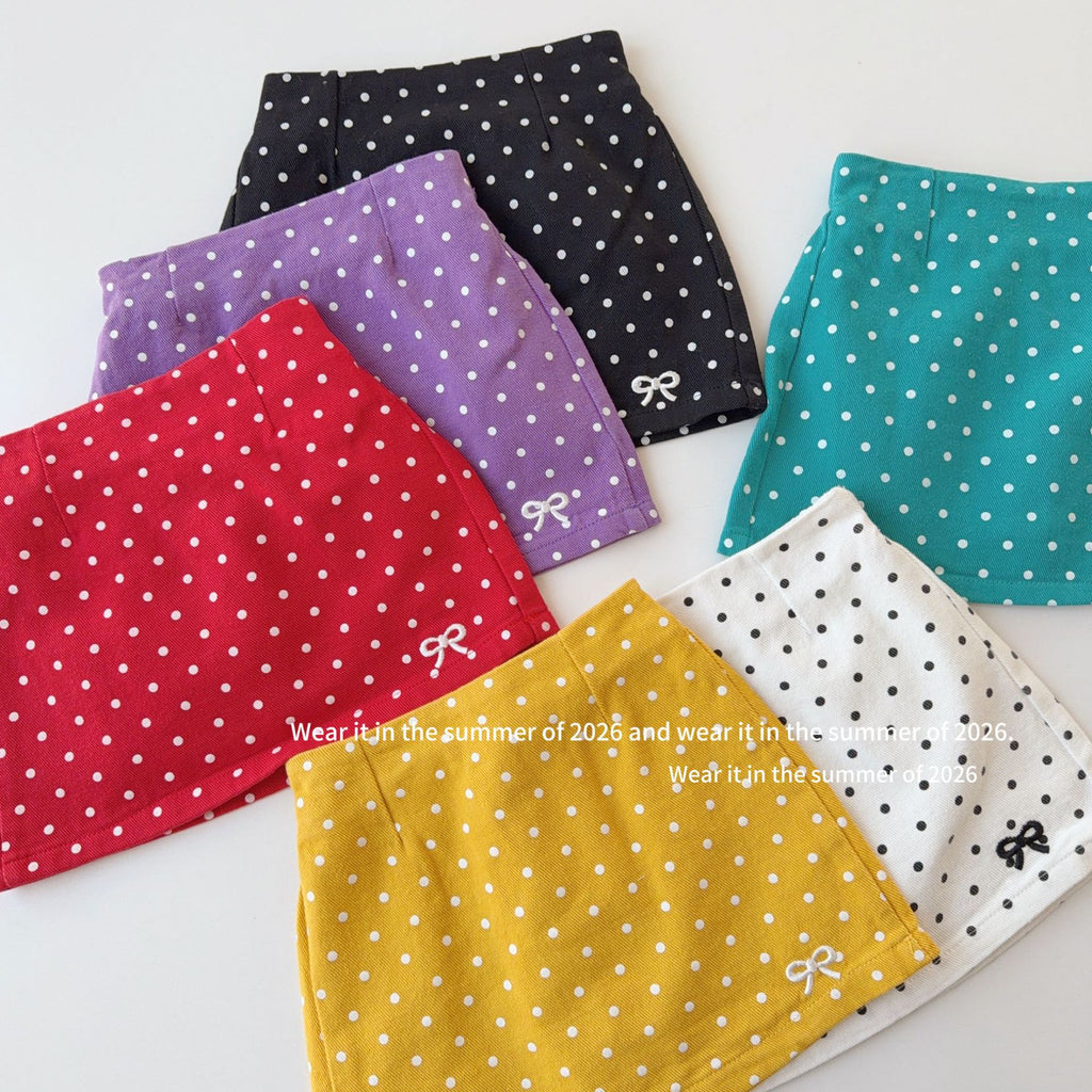 【90-150cm】辣妹高腰波點半身裙