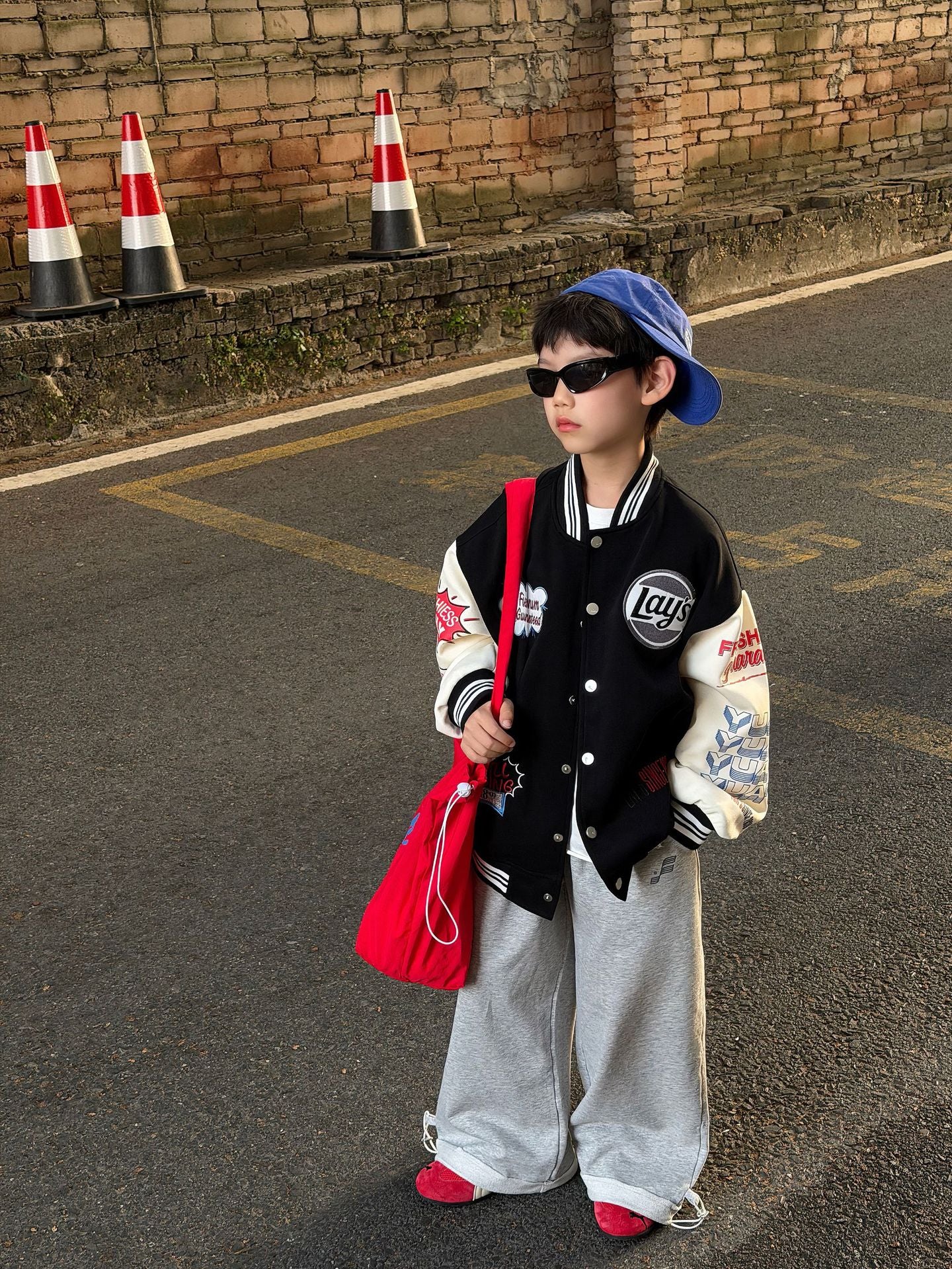 【90-160cm】美式個性寬鬆撞色棒球外套