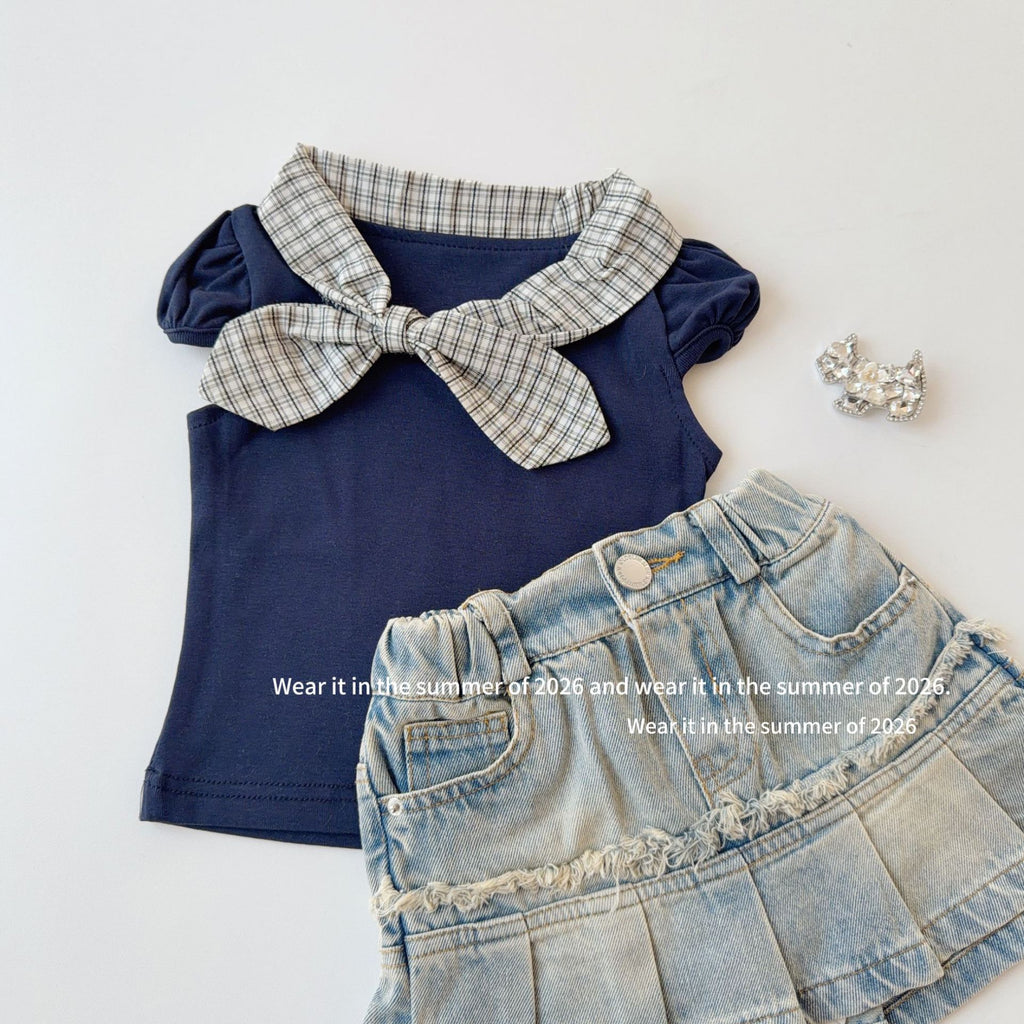 【90-150cm】荷葉邊牛仔A字半身裙