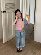 【100-160cm】韓版背心短袖兩件套裝
