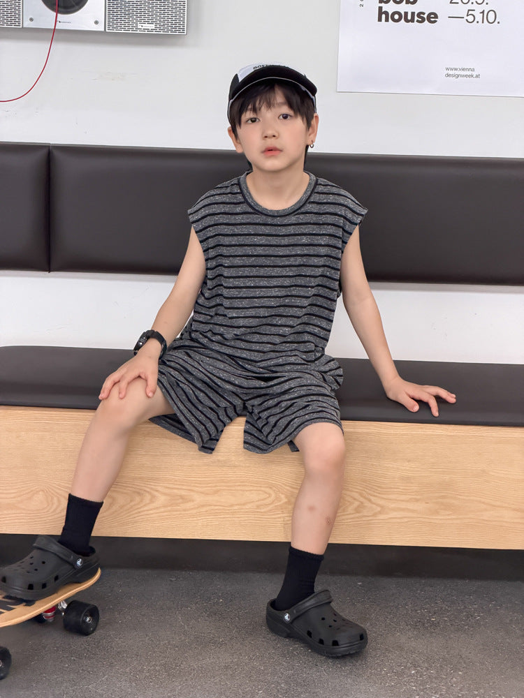 【100-170cm】撞色條紋套裝