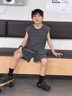 【100-170cm】撞色條紋套裝