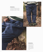 【100-160 cm】大口袋工裝褲復古直筒褲