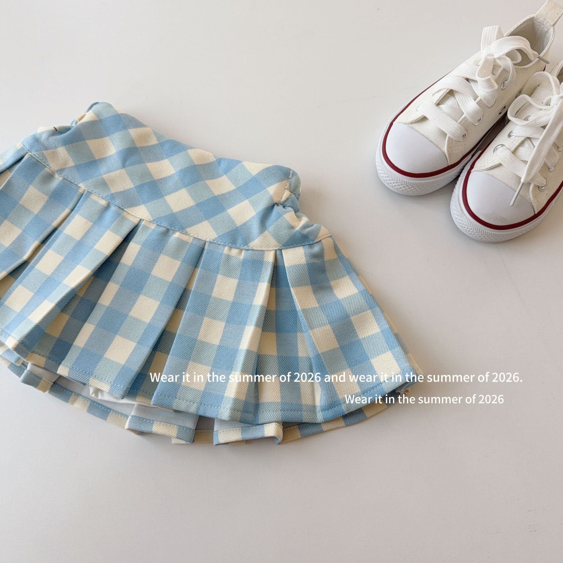 【90-150cm】高腰多巴胺格紋短裙