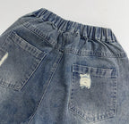 【80-130cm】薄款破洞牛仔褲