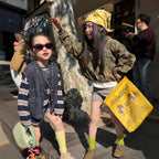 【90-140cm】寬鬆條紋T恤 | 牛仔馬甲 | 不規則針織短褲