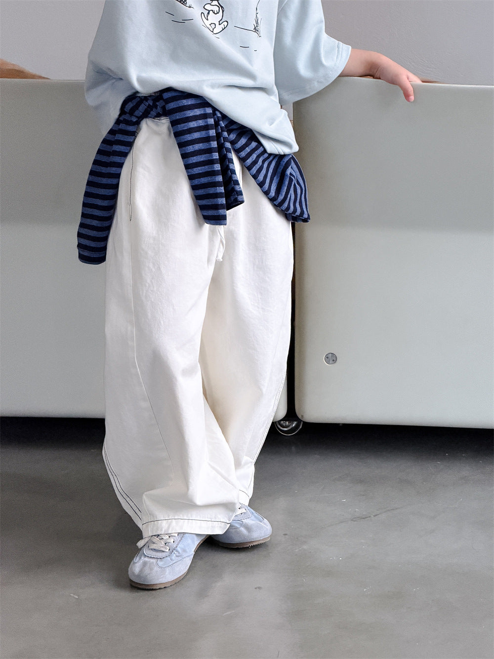【90-150cm】韓版明線休閒褲