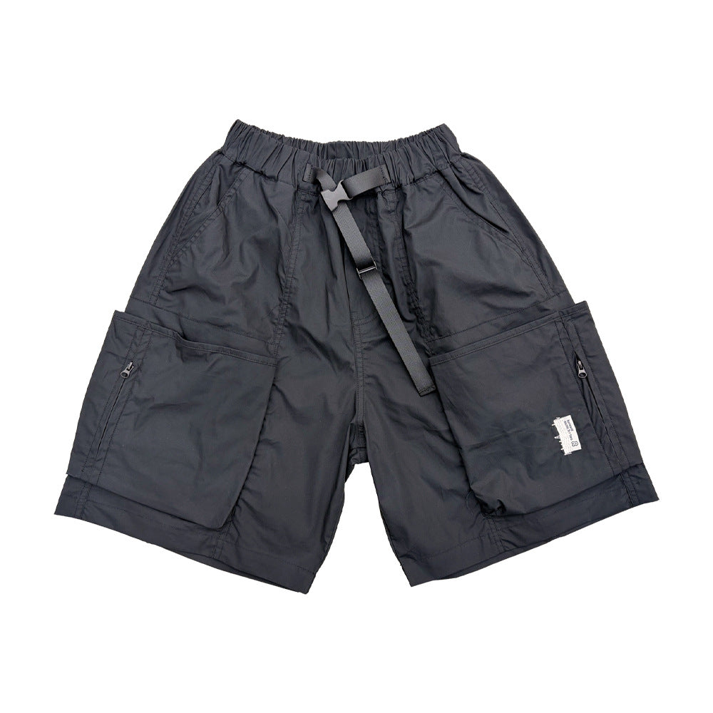 【100-160cm】大口袋拉鍊工裝五分褲