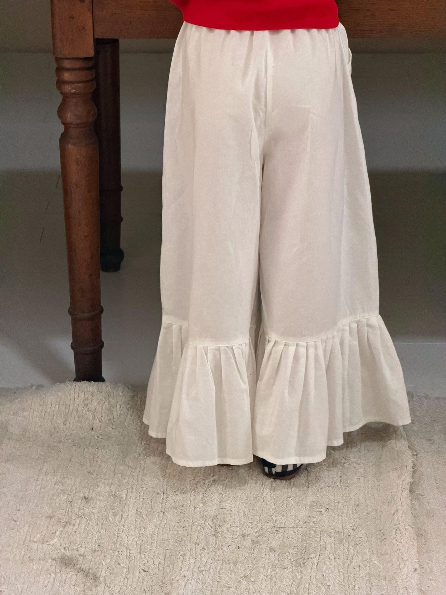 【90-150cm】法式荷葉邊闊腿褲