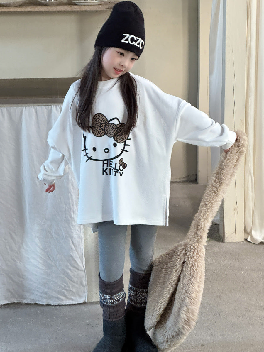 【現貨 120cm】豹紋KT寬鬆開叉長T