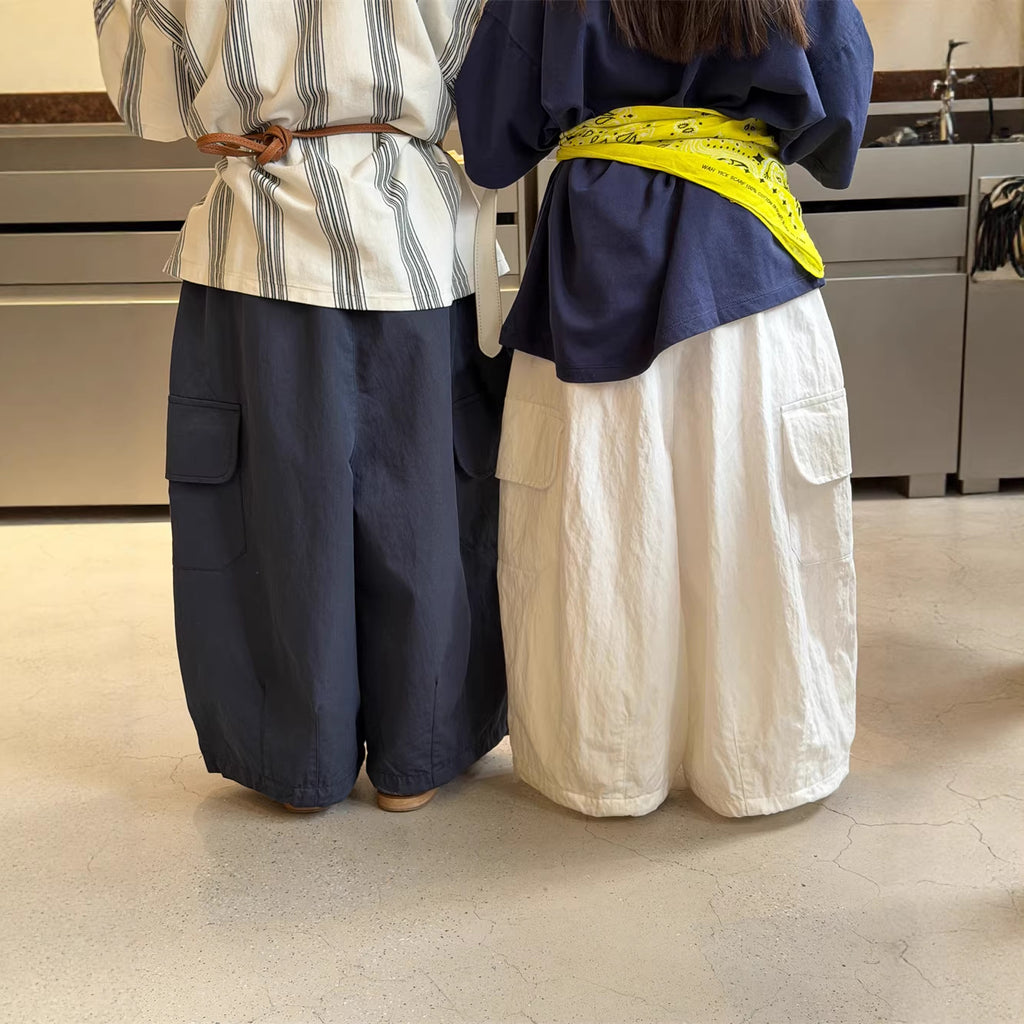 【90-150cm】韓版寬鬆抽繩闊腿休閒褲