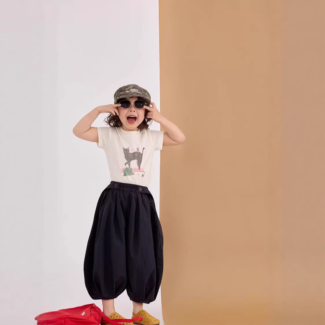 【90-150cm】高彈力修身貓咪打底衣