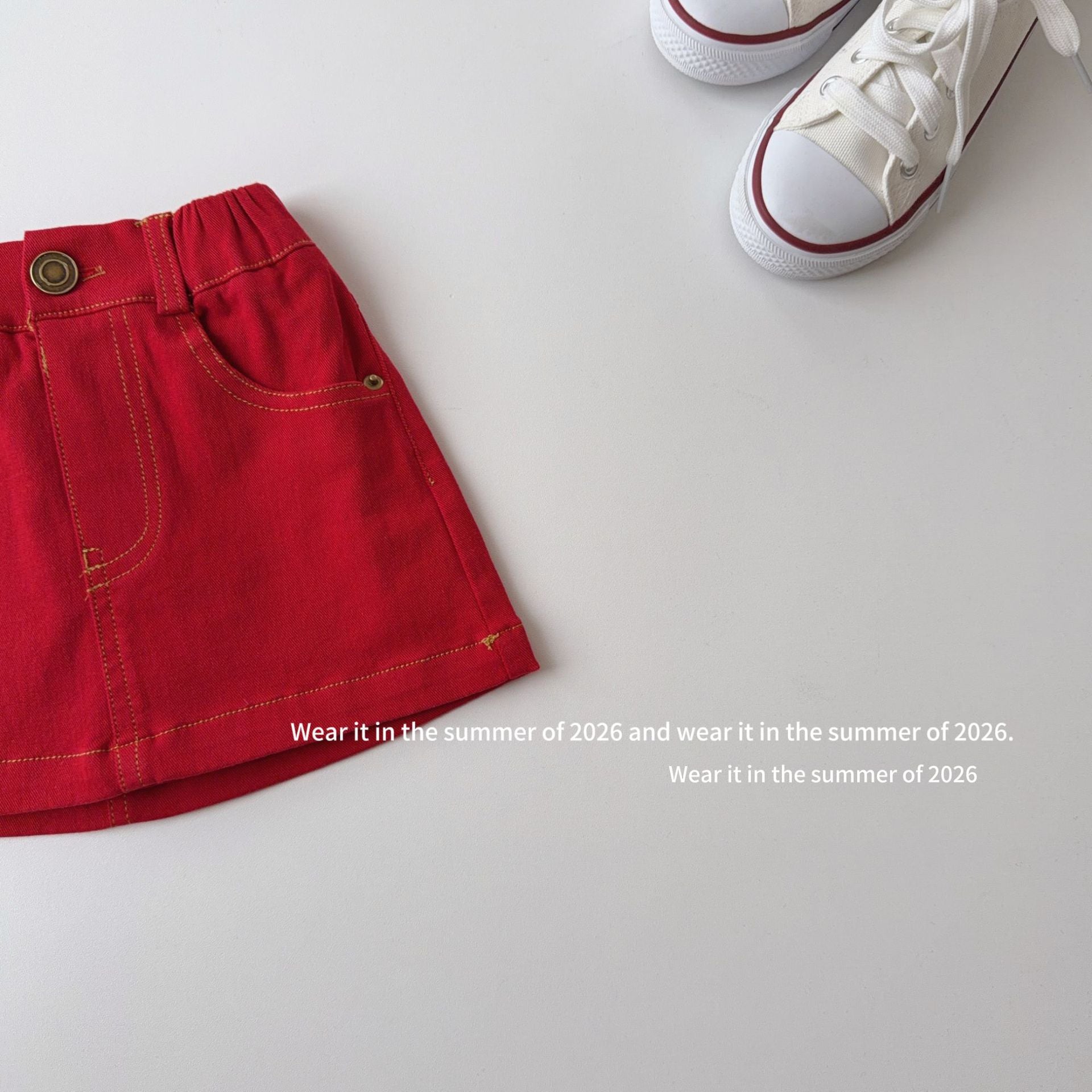 【90-150cm】明線A字短裙(帶安全褲)