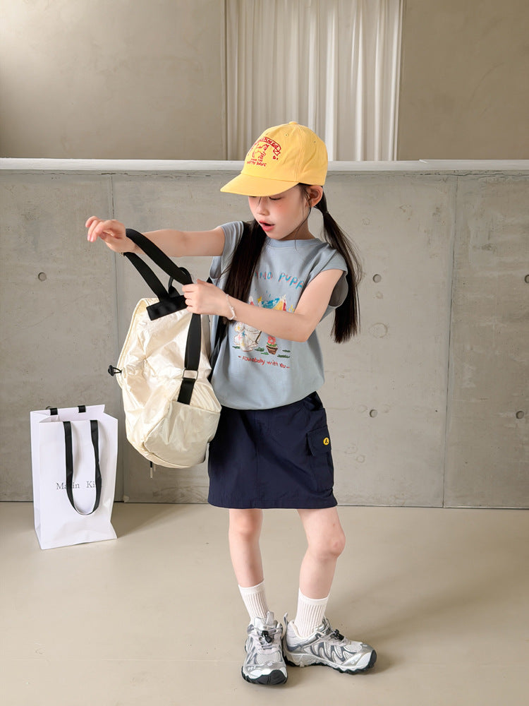 【100-170cm】清爽純棉寬鬆卡通背心