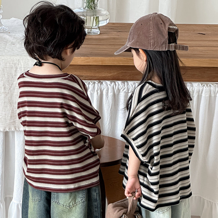 【80-140cm】森系條紋短袖