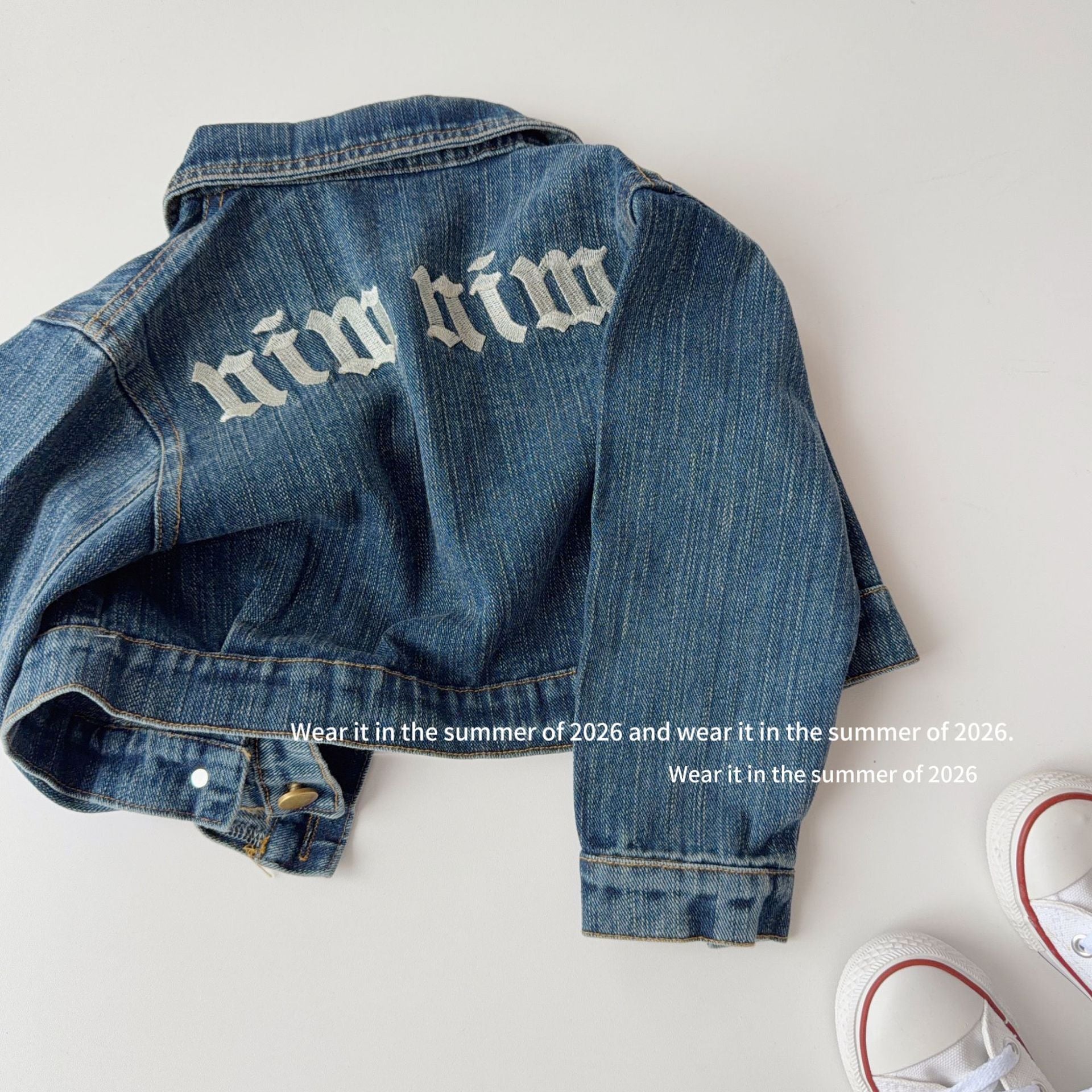 【90-150cm】【含皮帶】重工刺繡牛仔套裝