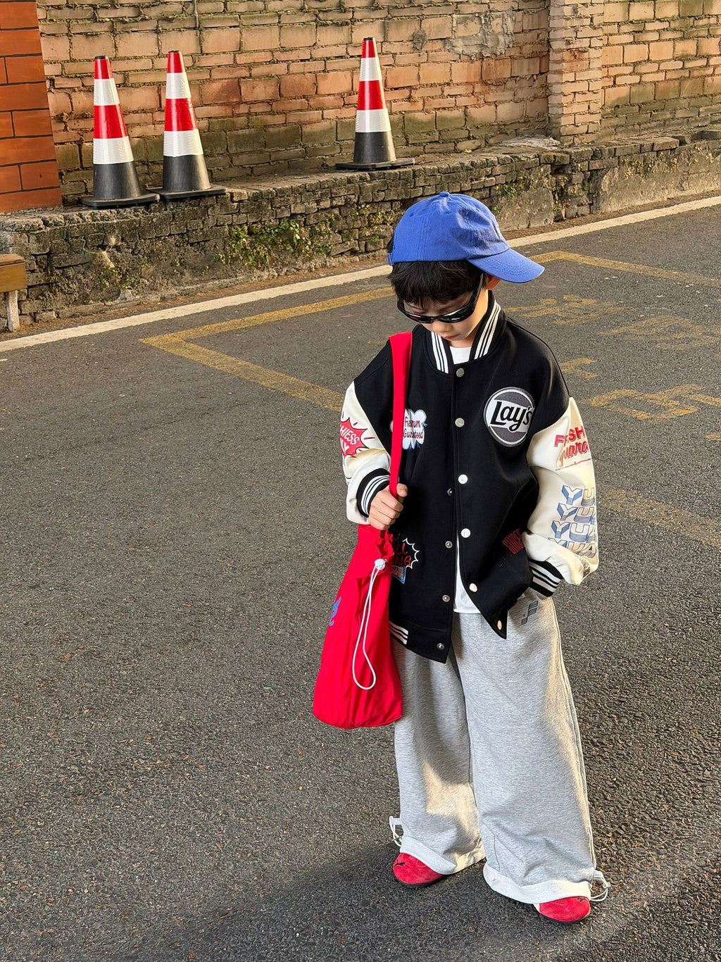 【90-160cm】美式個性寬鬆撞色棒球外套