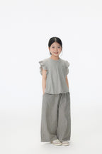 【90-150cm / F】【親子裝】日系竹節坑條小飛袖娃娃衫