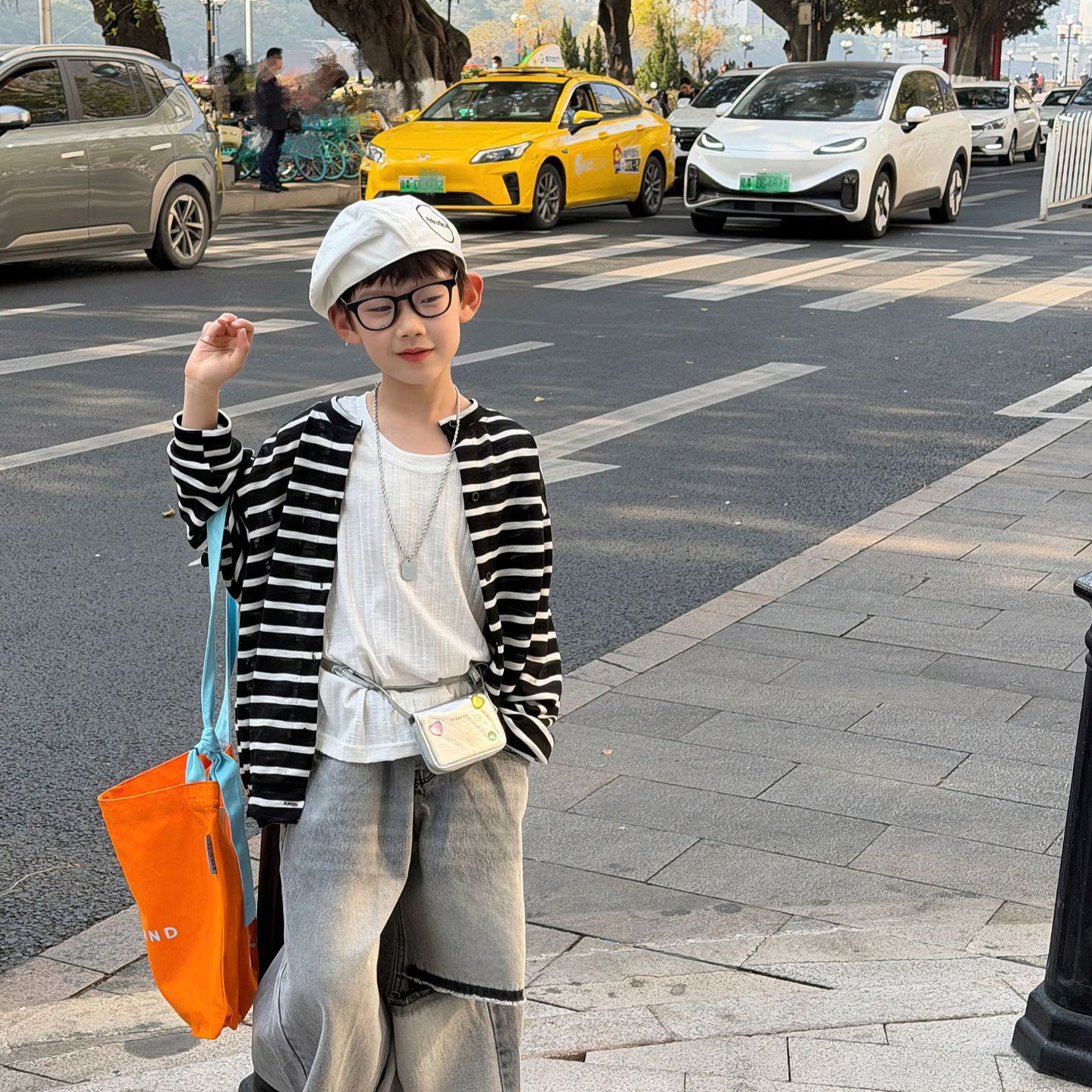 【90-160cm】韓版休閒針織防曬條紋開襟外套
