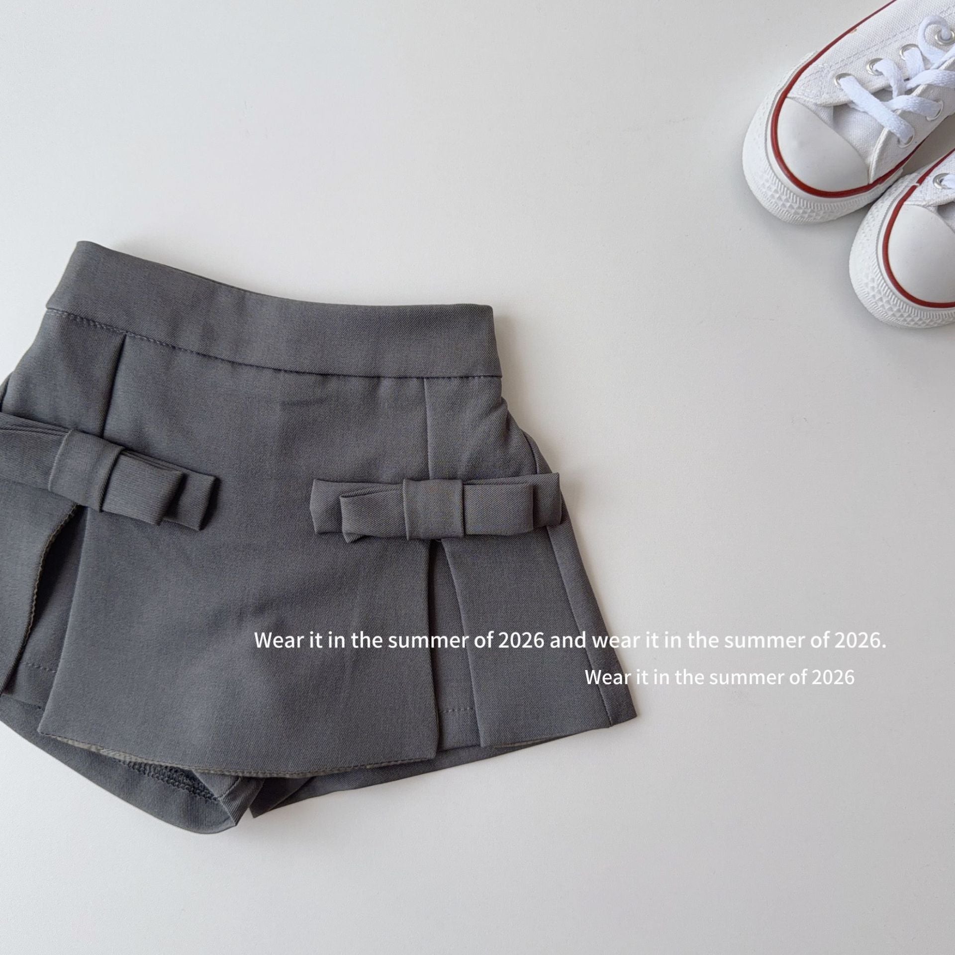 【90-150cm】蝴蝶結開叉西裝短褲裙
