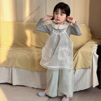 【90-140cm】蕾絲網紗連身裙 |花邊罩衫吊帶裙外穿上衣