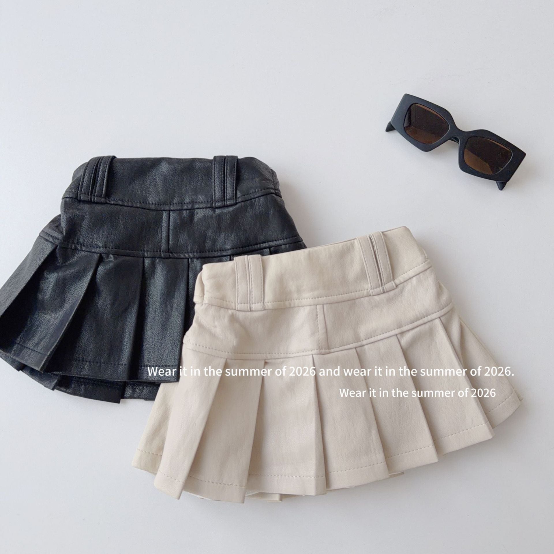 【90-150cm】時尚軟皮褲裙