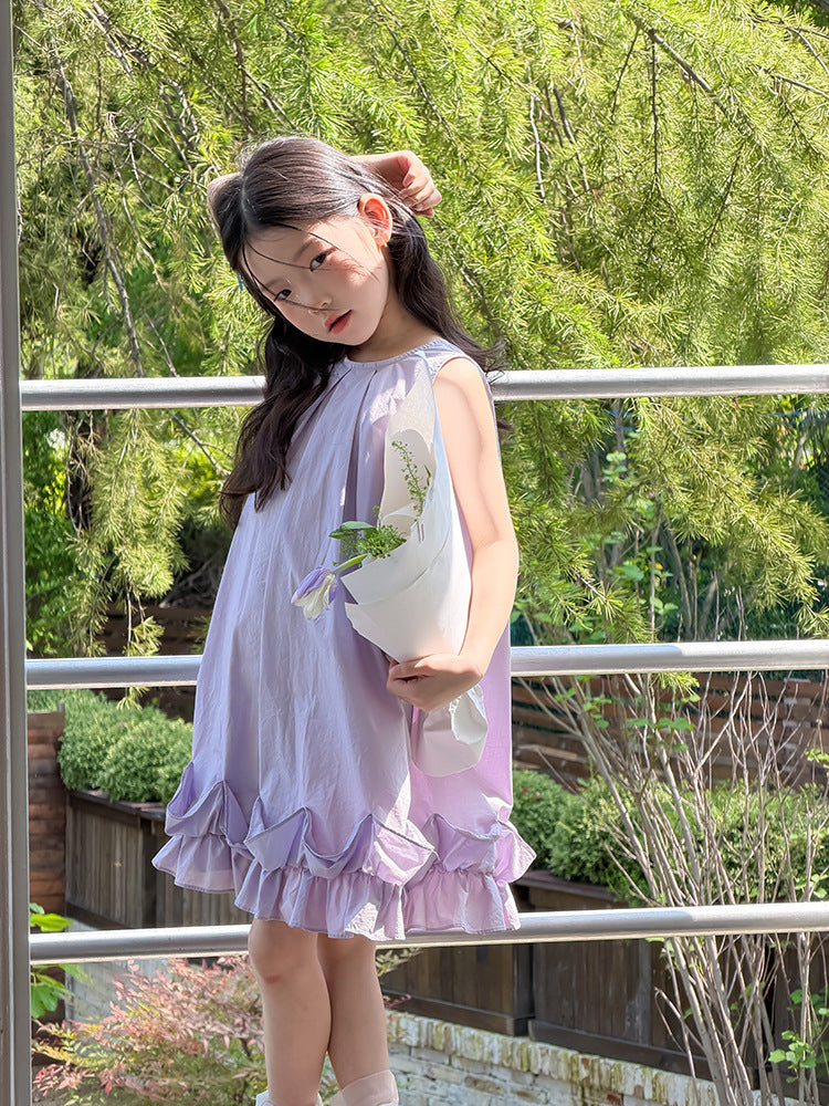 【100-170cm】3色-小甜妹系氛圍感荷葉公主背心裙