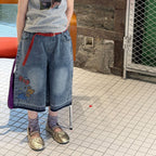 【100-160cm】韓版KT寬鬆牛仔七分褲