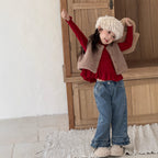 【現貨 110cm】【加絨】花邊褲腳直筒褲