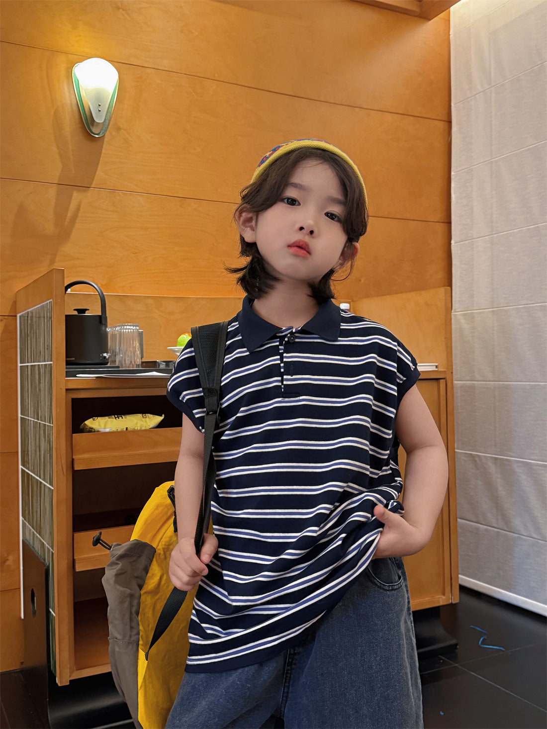 【100-160cm】韓系條紋Polo衫