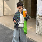 【90-160cm】韓版休閒翻邊水洗軟牛仔褲