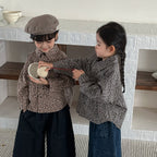 【80-140cm】復古港風豹紋襯衫