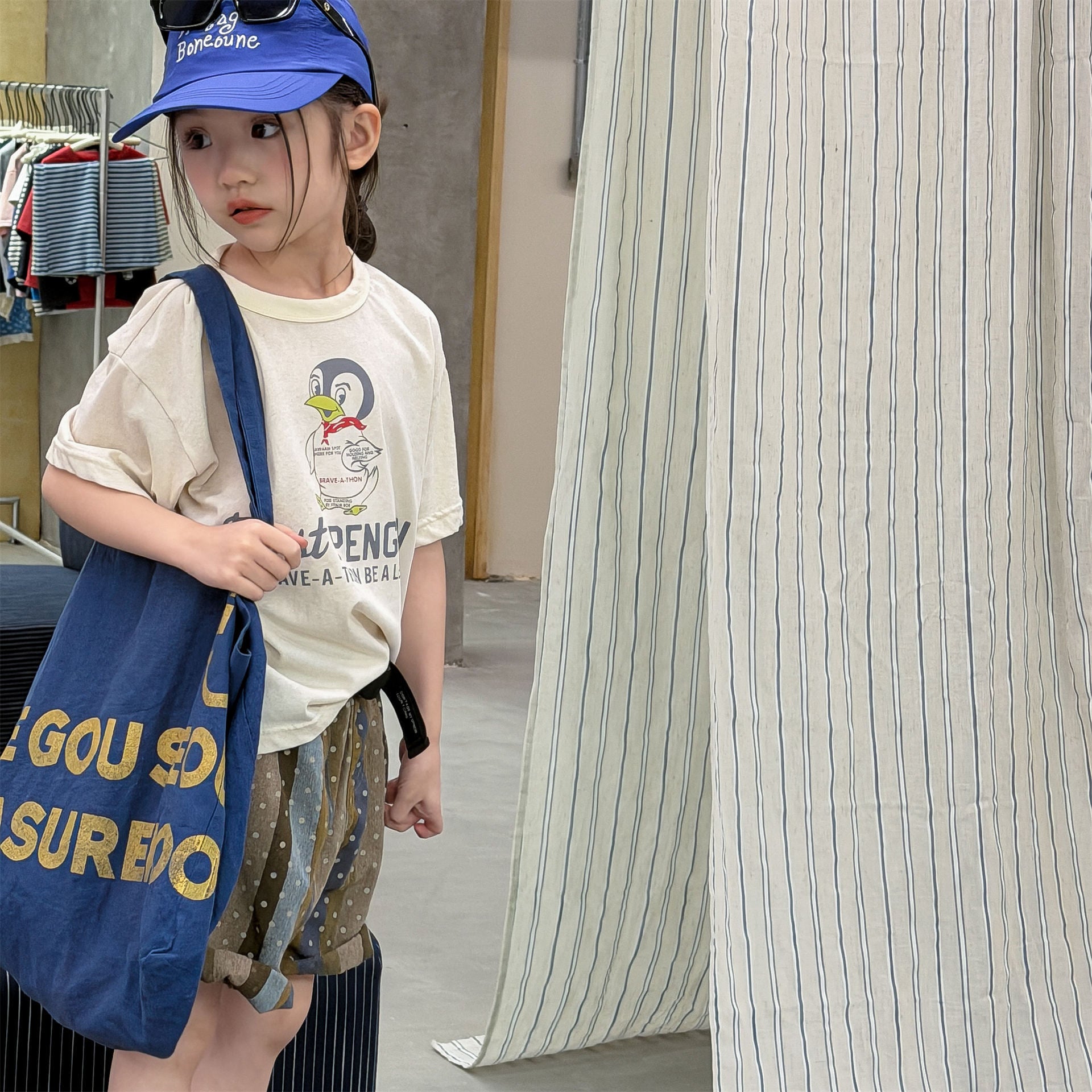 【80-130cm】韓版童趣企鵝印花休閒T