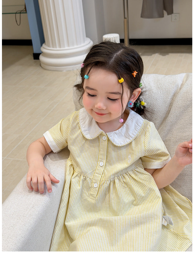 【80-140cm】刺繡小馬娃娃領連身裙