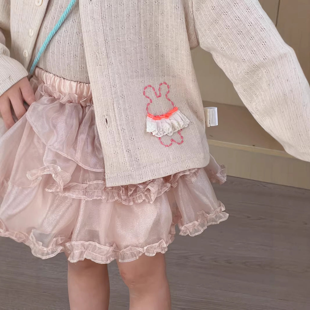 【90-140cm】透氣舒適針織開襟衫背心套裝 | 紗裙