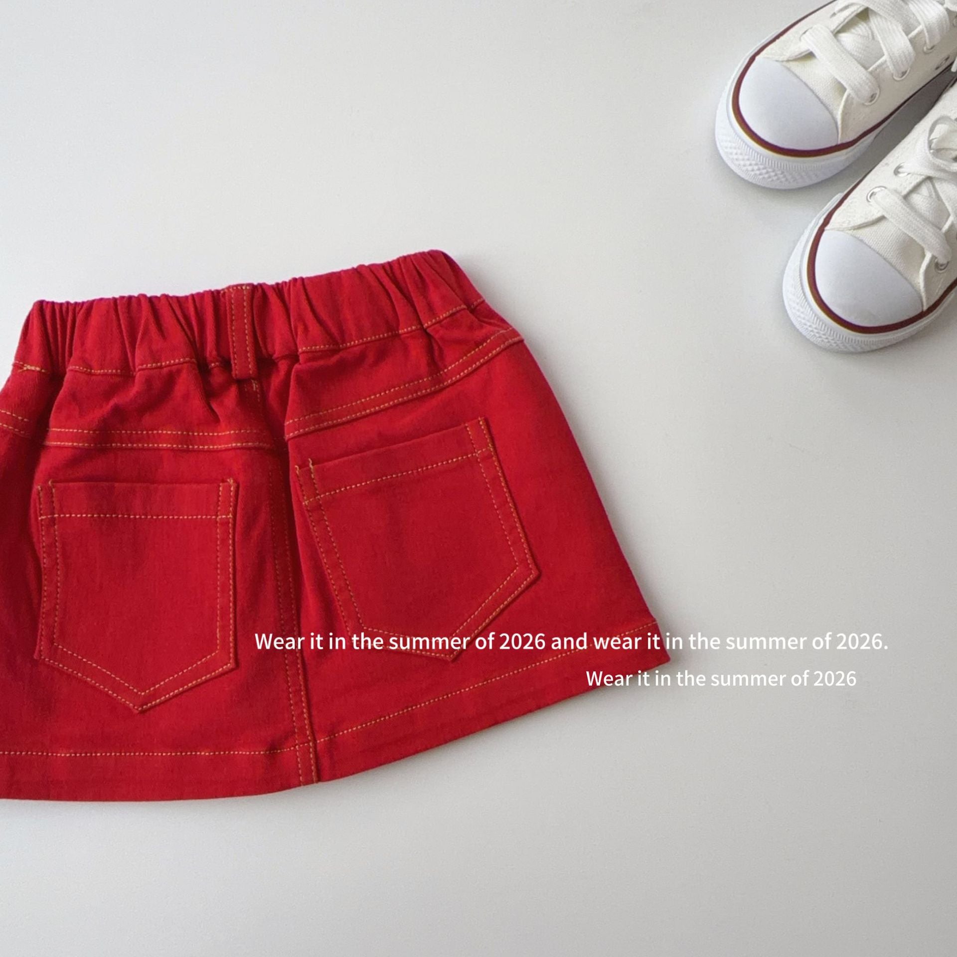 【90-150cm】明線A字短裙(帶安全褲)