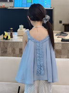 【100-160cm】韓版甜美花邊娃娃衫