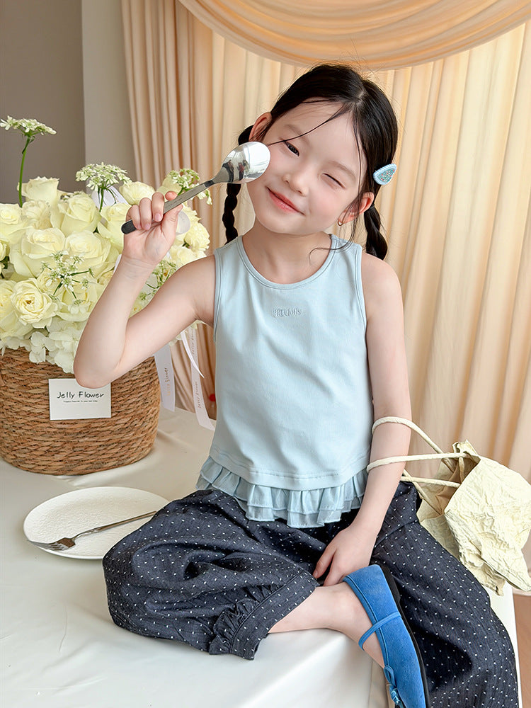 【100-170cm】蕾絲小拼接蕾絲小背心T