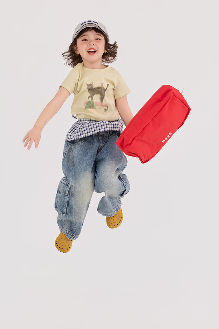 【90-150cm】高彈力修身貓咪打底衣